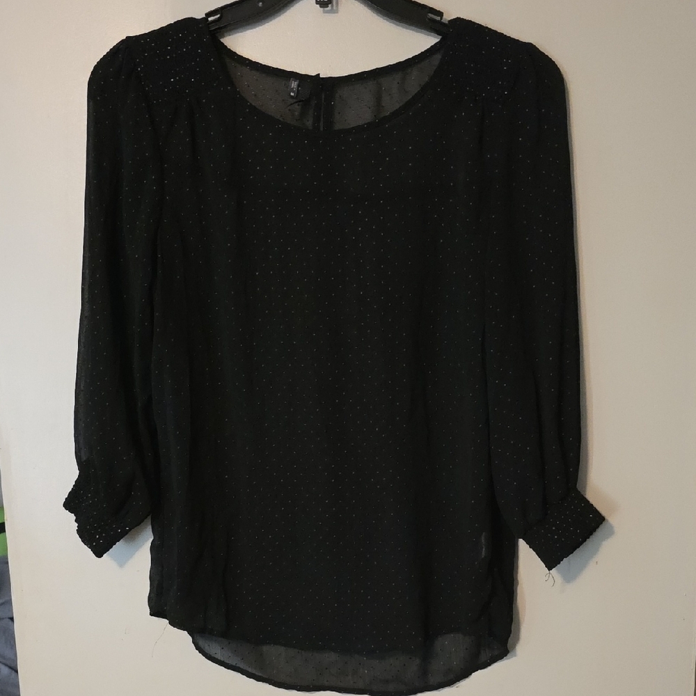 Maurices Black Sheer Dot Sparkle Blouse